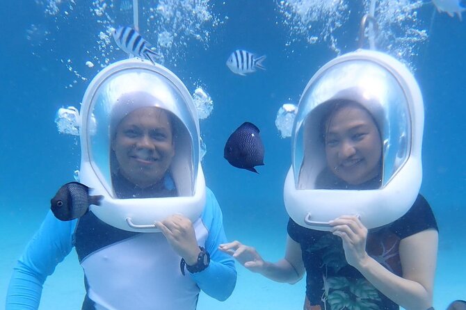 Boracay Helmet Diving - Climbing down to the sea bed at 3 meters