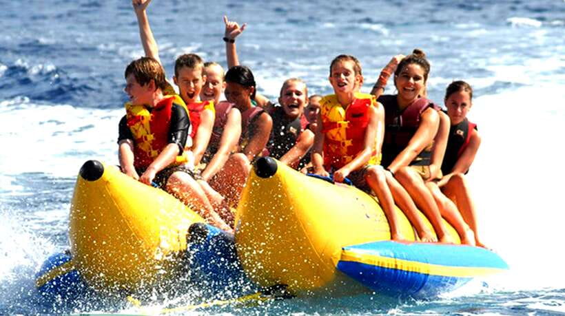 Boracay: Inflatable Banana or Dragon Boat Ride - The speedboat ride to the floating station