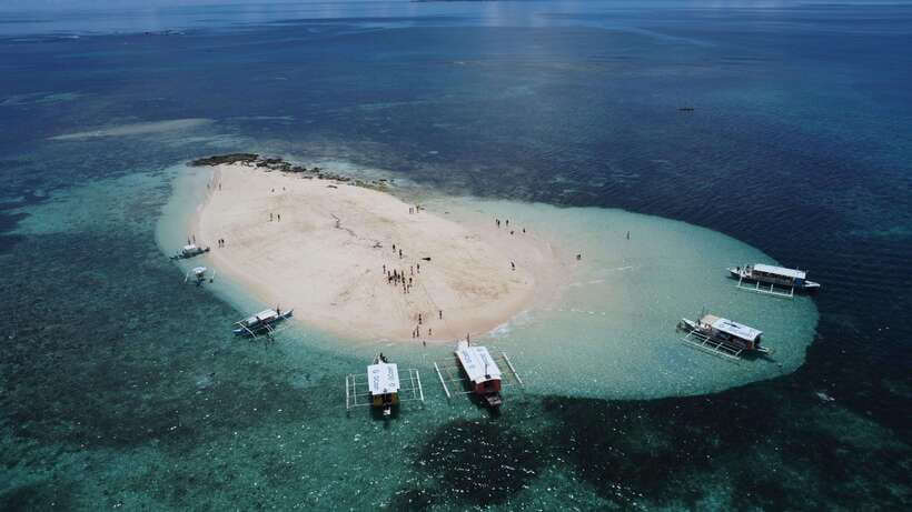 Luna: Siargao Tri-Island Tour with Drone, GoPro Shots, Lunch - Naked Island: open sand and clear Pacific water
