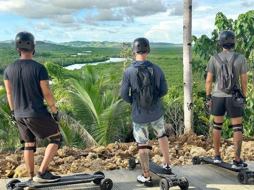 Siargao : Sunset 2 Hours Guided Electric Skate Experience - Catangnan Bridge at golden hour